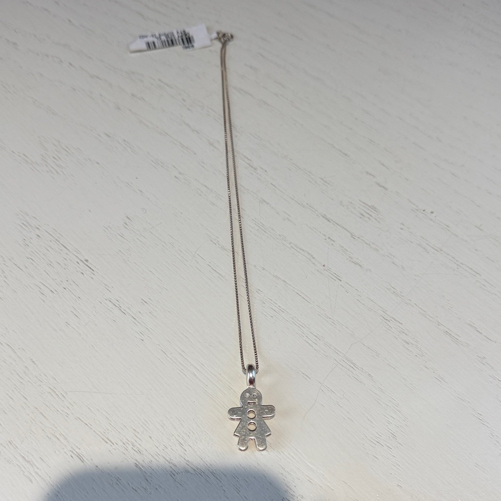 Silver Gingerbread Girl Pendant Necklace